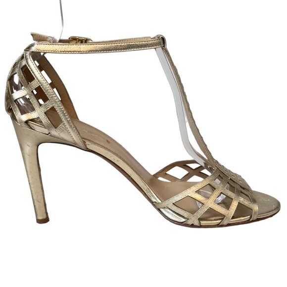 VIA SPIGA Women's Shoes Gold Leather Heels Stilettos Size 9.5M Eu 41 - Picture 8 of 13